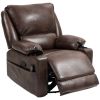HOMCOM Recliner Massage Armchair with Heat Oversized Swivel Rocker with Footrest Remote and Side Pockets Brown