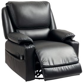 HOMCOM Recliner Massage Armchair with Heat Oversized Swivel Rocker with Footrest Remote and Side Pockets Black