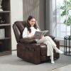 HOMCOM Recliner Massage Armchair with Heat Oversized Swivel Rocker with Footrest Remote and Side Pockets Brown