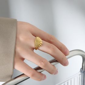 Ocean Style Personalized Scallop Ring Niche Creative (Option: A046 Gold Ring-No6)