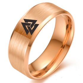 Stainless Steel Viking Odin Symbol Ring (Option: Rose Gold-No11)