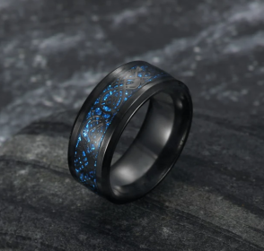Asgard Crafted Basilisk Scale Wedding Ring (Option: Carbon Blue-6)