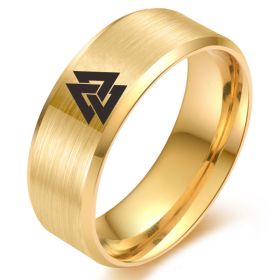 Stainless Steel Viking Odin Symbol Ring (Option: Gold-No13)