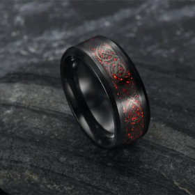 Asgard Crafted Basilisk Scale Wedding Ring (Option: Carbon Red-6)
