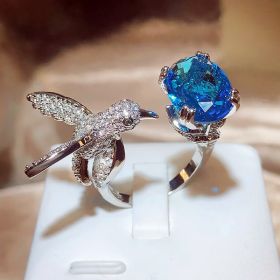 Women's Fashion Saint Mary's Hummingbird Ring (Option: Blue-Adjustable opening)