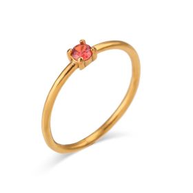 Fashion Simple And Light Luxury Birthday Ring (Option: Medium Pomegranate Red-No 5)