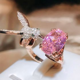 Women's Fashion Saint Mary's Hummingbird Ring (Option: Pink-Adjustable opening)